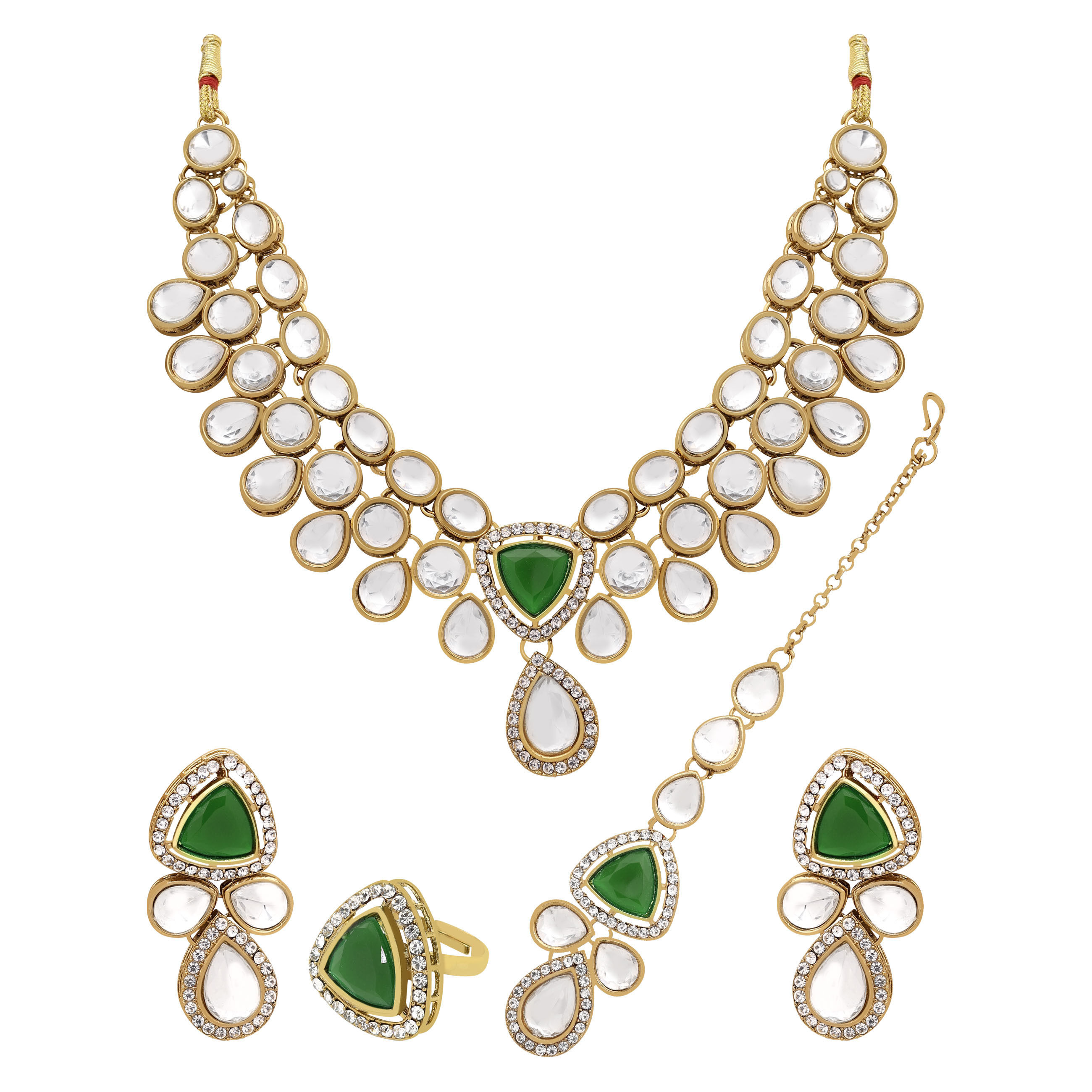 Tri-Luminous Kundan Choker Necklace Set