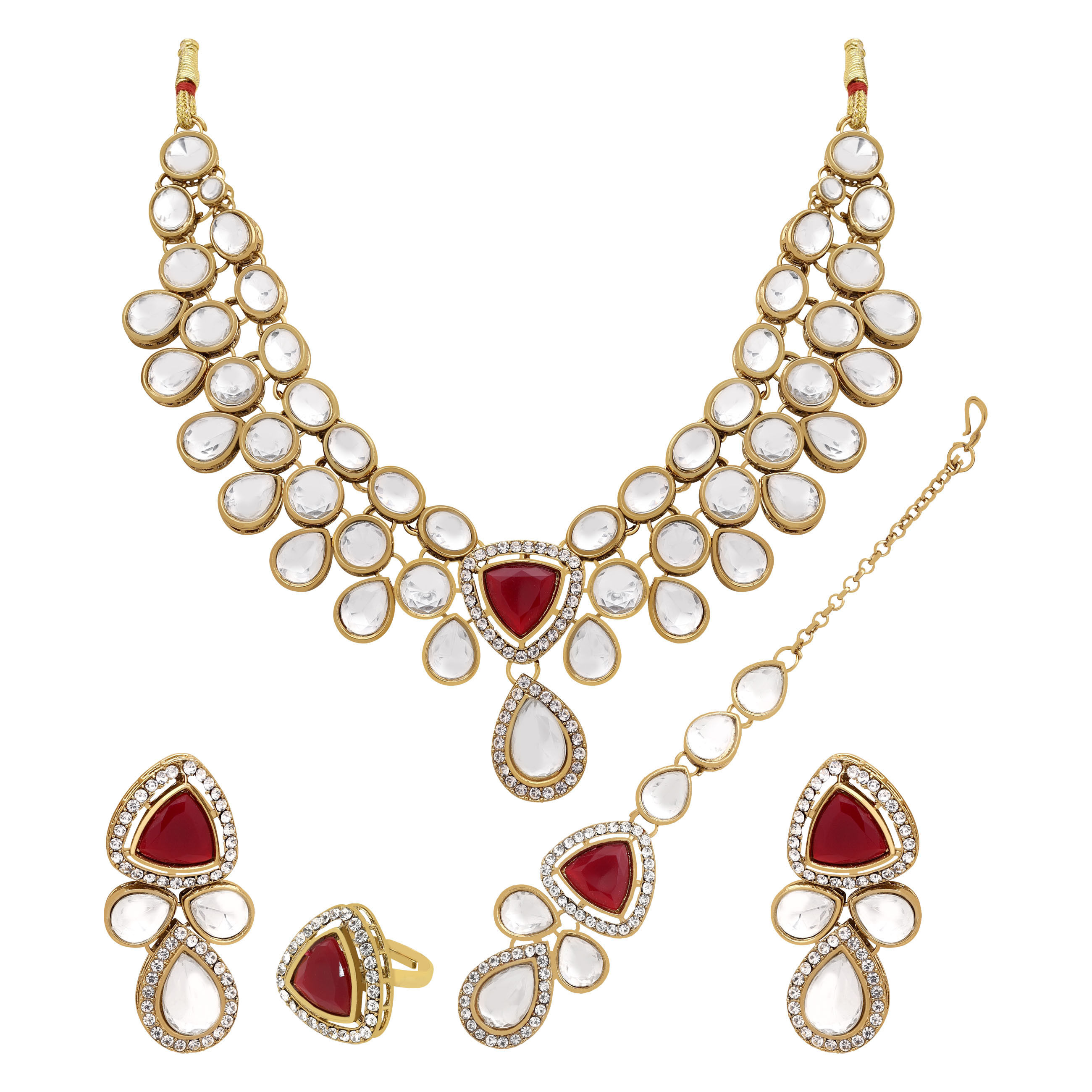 Tri-Luminous Kundan Choker Necklace Set.