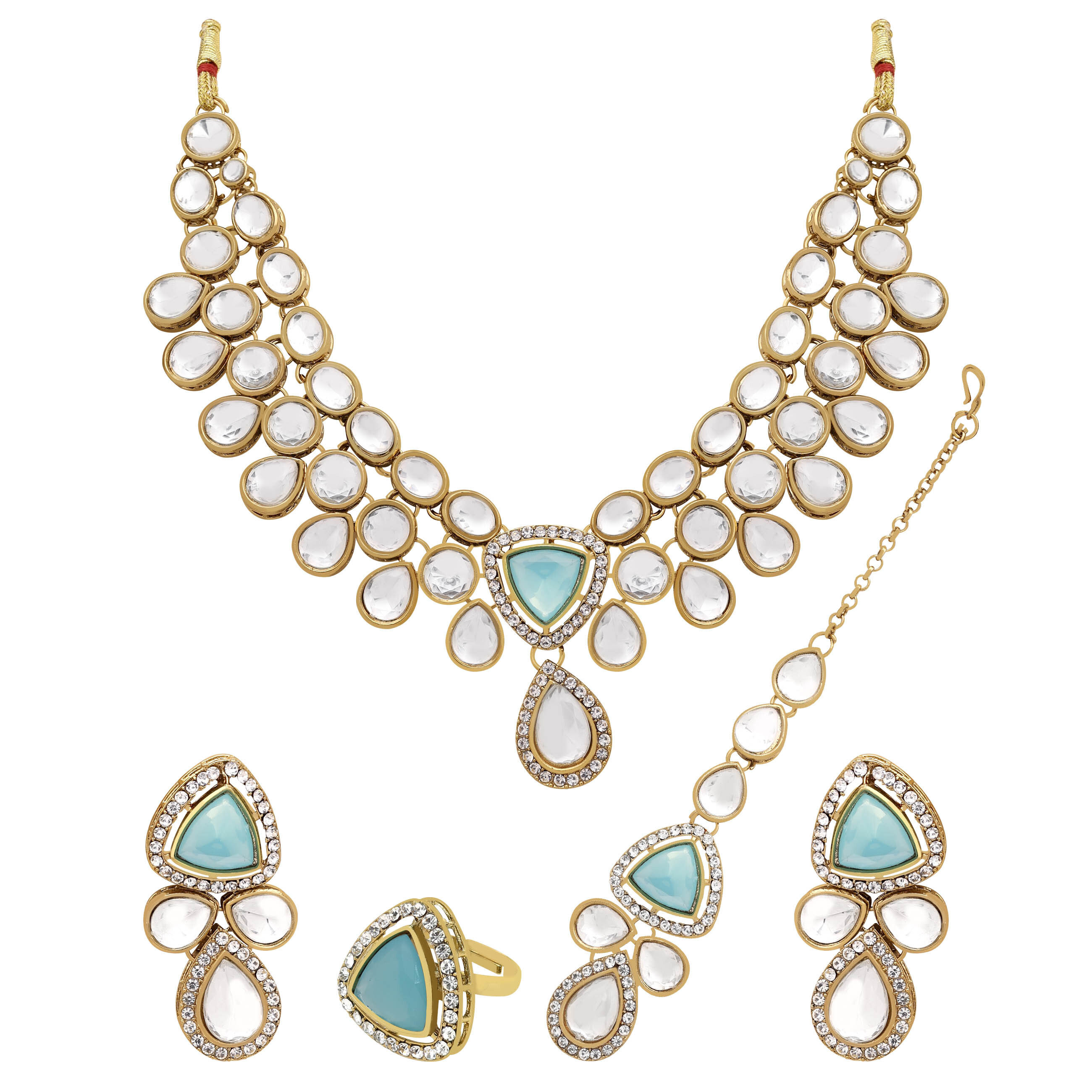 Tri-Luminous Kundan Choker Necklace Set..