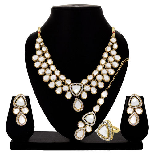 Tri-Luminous Kundan Choker Necklace Set...