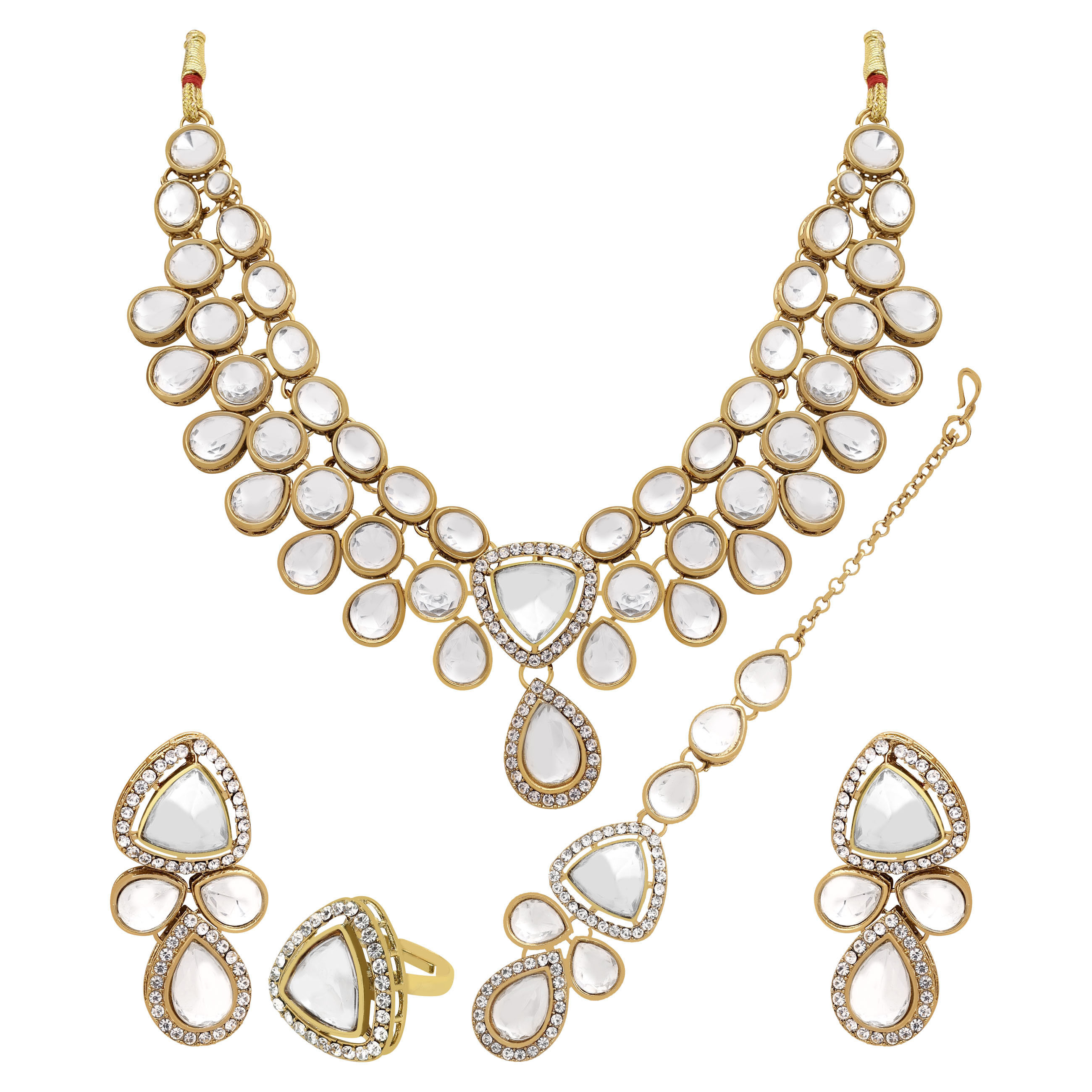 Tri-Luminous Kundan Choker Necklace Set...