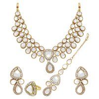 Tri-Luminous Kundan Choker Necklace Set...