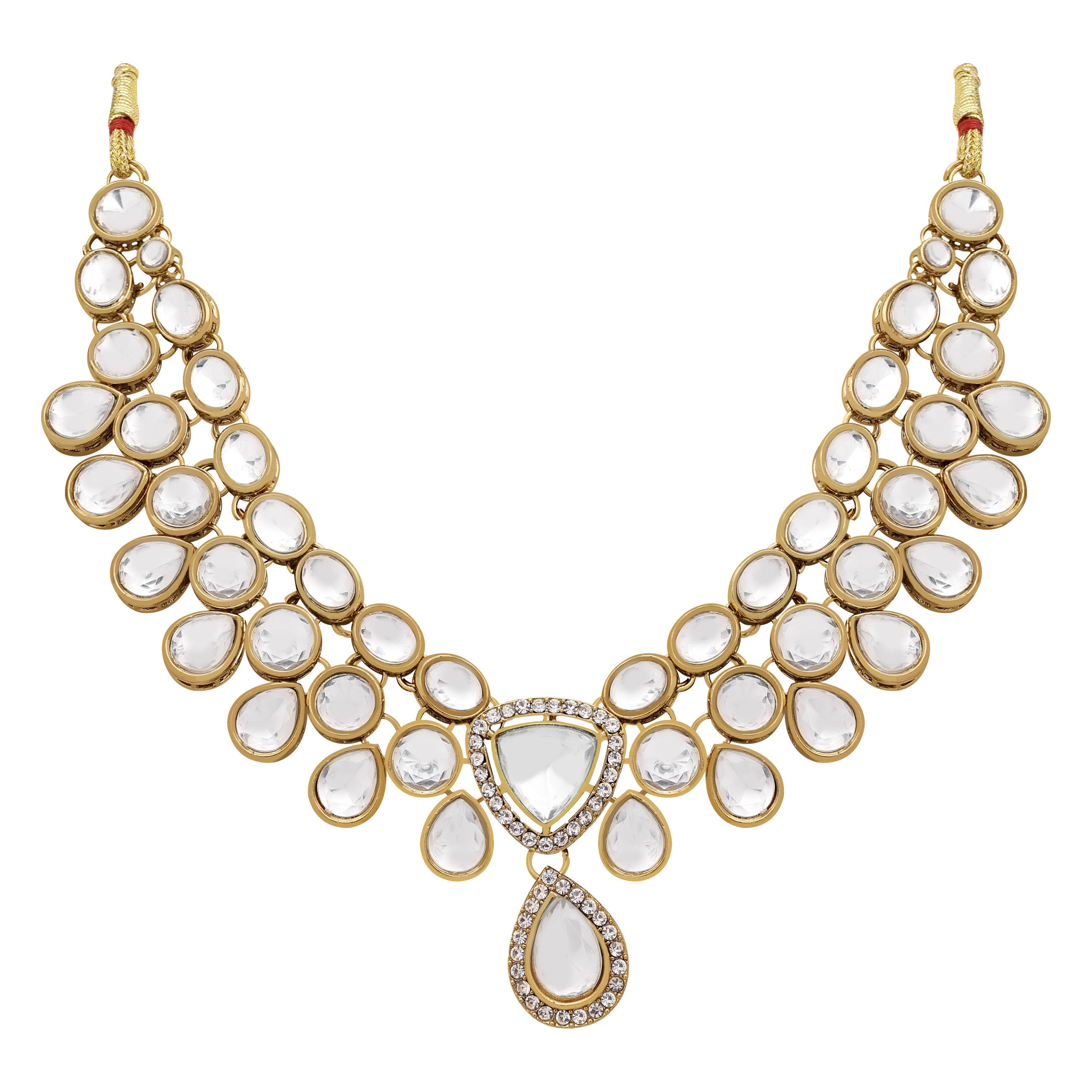 Tri-Luminous Kundan Choker Necklace Set...