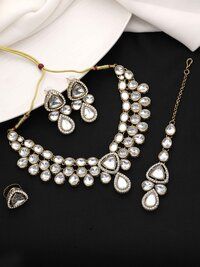 Tri-Luminous Kundan Choker Necklace Set...