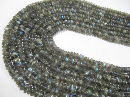 Natural Labradorite Plain Rondelle Shape 6 to 8mm Beads Strands 8 inch Long