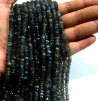 Natural Labradorite Plain Rondelle Shape 6 to 8mm Beads Strands 8 inch Long