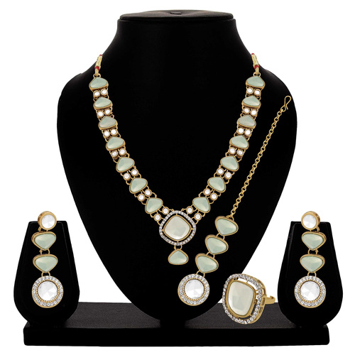 Classic Grace Mehandi Plated Kundan Choker Necklace Set...