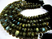 Natural Labradorite Rondelle Faceted 8-12mm Beads Strands 8 Inch Long - Beads Colour: Grey