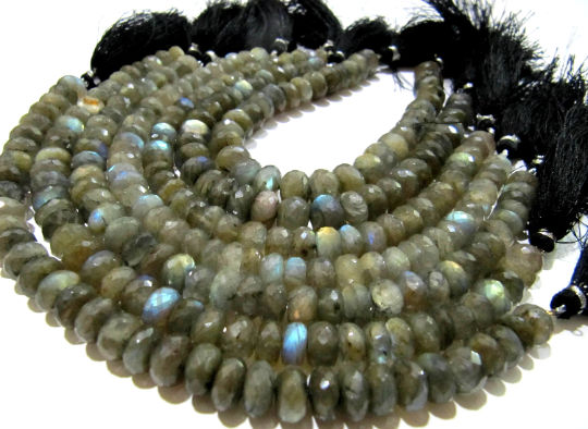 Natural Labradorite Rondelle Faceted 8-12mm Beads Strands 8 inch Long