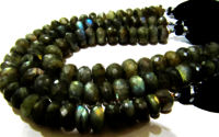 Natural Labradorite Rondelle Faceted 8-12mm Beads Strands 8 inch Long