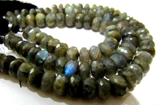 Natural Labradorite Rondelle Faceted 8-12mm Beads Strands 8 inch Long