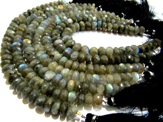 Natural Labradorite Rondelle Faceted 8-12mm Beads Strands 8 inch Long