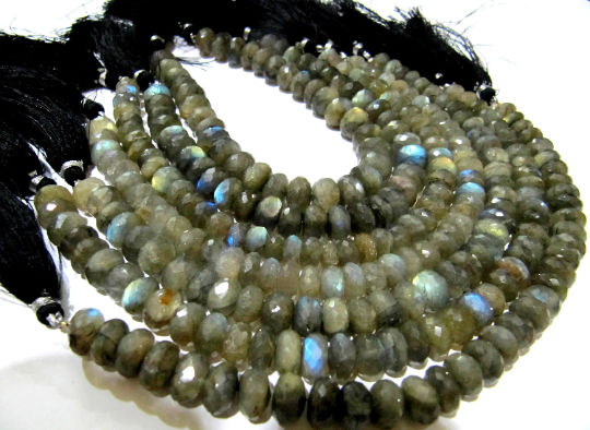 Natural Labradorite Rondelle Faceted 8-12mm Beads Strands 8 inch Long