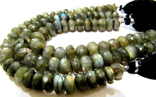 Natural Labradorite Rondelle Faceted 8-12mm Beads Strands 8 inch Long