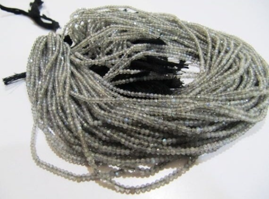 Natural Labradorite Rondelle Faceted 2-2.5mm Beads Strands 13'' Long