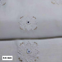 White Georgette Embroidered fabric with Butti Design