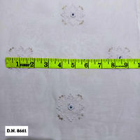 White Georgette Embroidered fabric with Butti Design