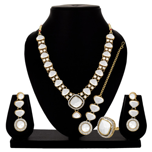 Classic Grace Mehandi Plated Kundan Choker Necklace Set.....