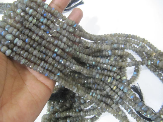 Natural Labradorite Rondelle Faceted 7-8mm Beads Strands 8 inch Long