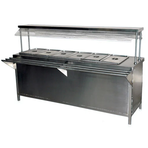 Stainless Steel Bain Marie Service Counter - Color: Silver