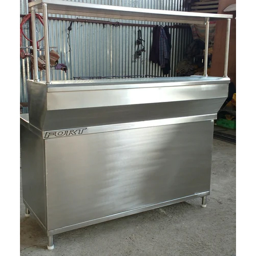 Pav Bhaji Counter - Stainless Steel, 3 Feet Long | Polished Silver Finish, Ergonomic Design, Easy to Clean and Move