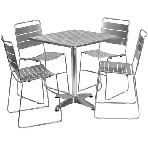 Restaurant Table And Chair Set - Stainless Steel, No Assembly Required, Sleek Silver Finish, Easy to Clean and Durable