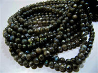 Natural Labradorite AB Coated Round Faceted 6-7mm Beads Strands 10''Long