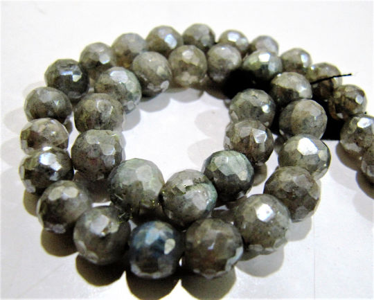 Natural Labradorite AB Coated Round Faceted 6-7mm Beads Strands 10''Long