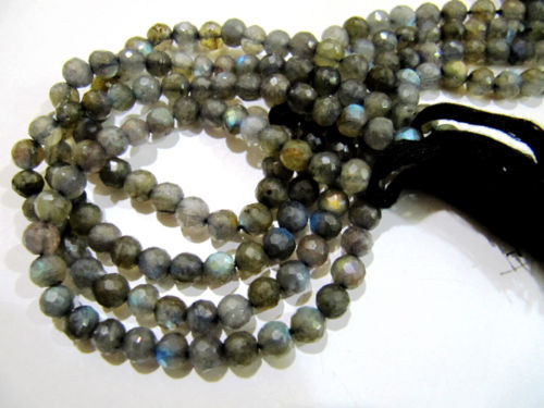 Natural Labradorite Round Shape Faceted 7mm Beads Strands 10 inches Long