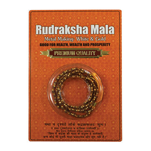 Casual Rudraksha Mala With Golden Metal