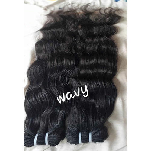 Wavy Human Hair Extension - Color: Black