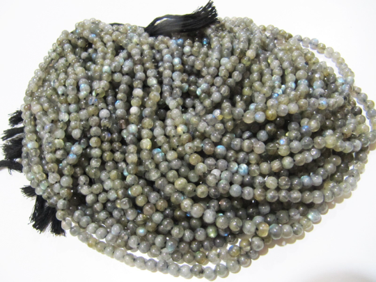 Natural Genuine Labradorite Round Plain 4mm Beads  Strand 13 inch long