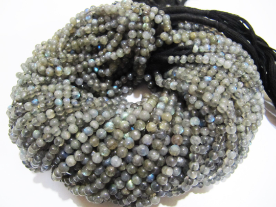 Natural Genuine Labradorite Round Plain 4mm Beads  Strand 13 inch long