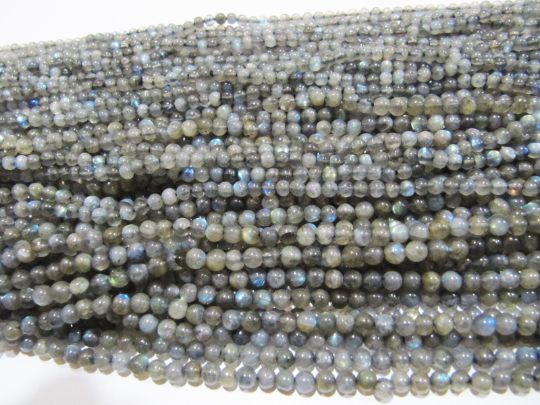 Natural Genuine Labradorite Round Plain 4mm Beads  Strand 13 inch long