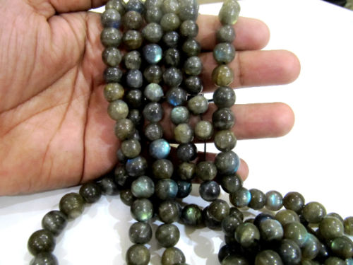 Natural Genuine Labradorite Round Shape Plain Beads 5 to 7mm Strand 14''long