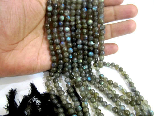 Natural Genuine Labradorite Round Shape Plain Beads 5 to 7mm Strand 14''long