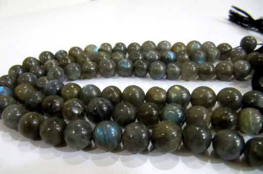 Natural Labradorite Round Shape Plain 9-10mm Beads Strand 8 inch long