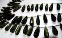 Natural Labradorite Long Tear Drop Plain Beads  1 inch Long Strand 8'' long