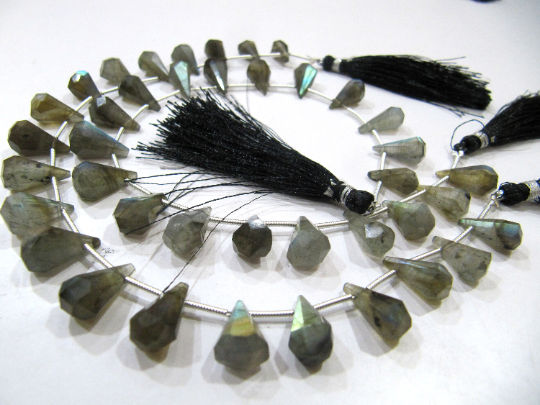 Natural Labradorite Faceted Teardrop 6x10mm to 9x15mm Beads Strand 8''long