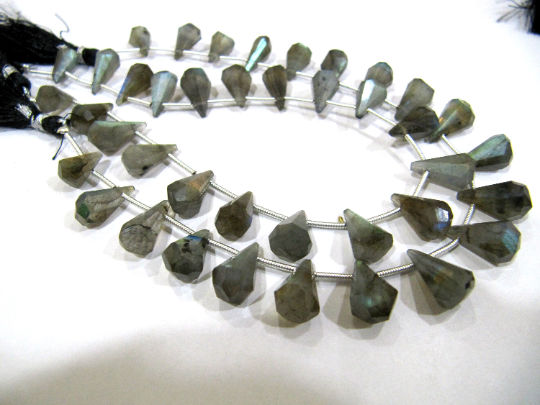 Natural Labradorite Faceted Teardrop 6x10mm to 9x15mm Beads Strand 8''long