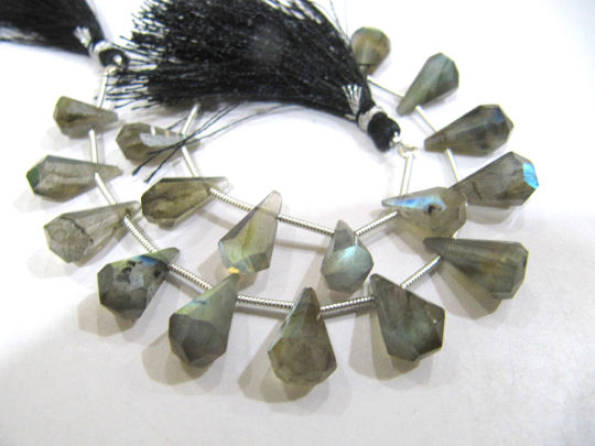 Natural Labradorite Faceted Teardrop 6x10mm to 9x15mm Beads Strand 8''long