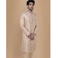 Rani Pink Velvet Floral Embroidered Sherwani