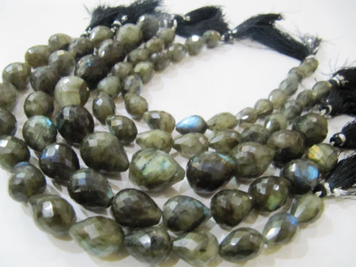Natural Labradorite Tear drop Faceted 10to18mm Beads strand 8 inches Long