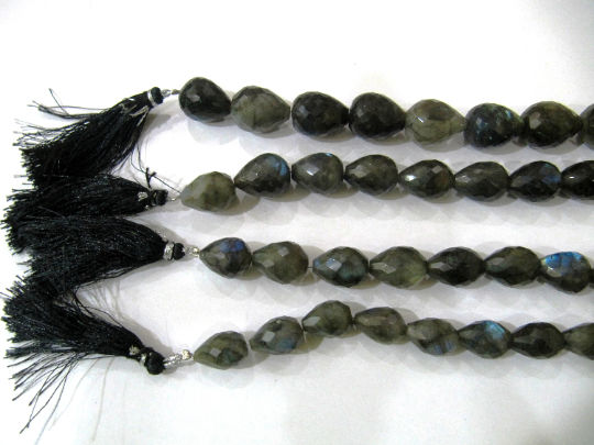 Natural Labradorite Tear drop Faceted 10to18mm Beads strand 8 inches Long