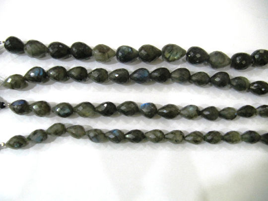 Natural Labradorite Tear drop Faceted 10to18mm Beads strand 8 inches Long