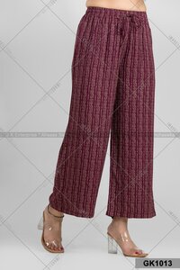 Fine Cotton Printed Palazzo Gk1013 - Cotton, Plus Size, Feroza Blue / Maroon | Anti Wrinkle, Washable, Versatile For All Season, Elegant Print