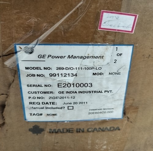 GE MULTILIN 269-D/O-111-100P-LO MAXIMUM CONTACT RATING ( NEW OPAN BOX )