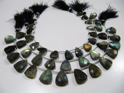 Natural Labradorite Trillion Shape Faceted Beads 16-18mm Strand 9 Inches Long