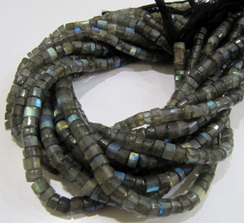 Natural Labradorite Tyre Shape Rondelle Faceted 6-7mm Beads Strand 13''Long