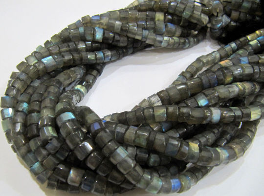 Natural Labradorite Tyre Shape Rondelle Faceted 6-7mm Beads Strand 13''Long